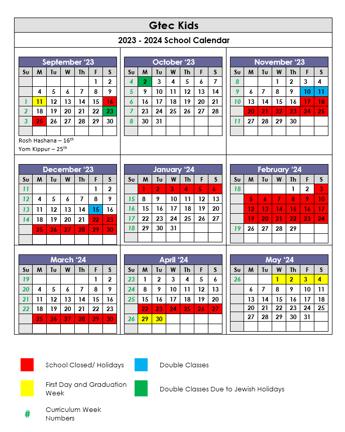 Gtec Calendar 2023-2024